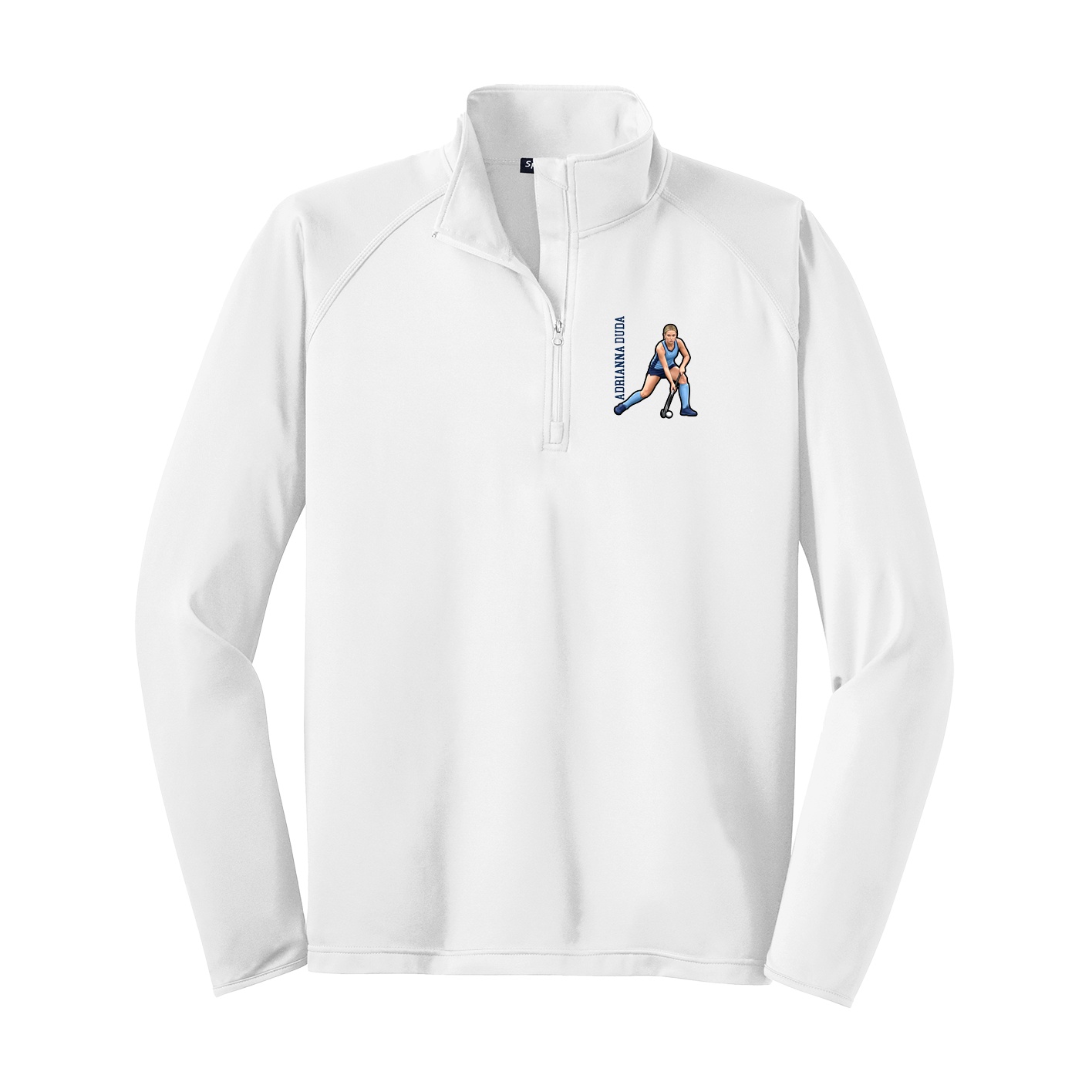 Q-Zip Pullover — Name Vertical in White