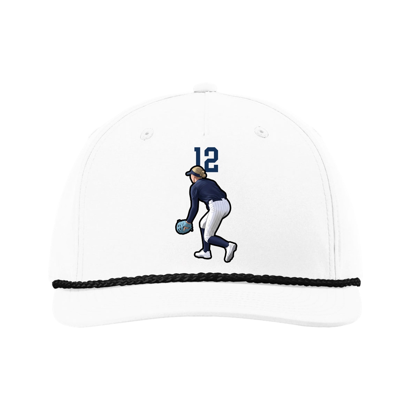 Five-Panel Classic Rope Cap — Number Top in White