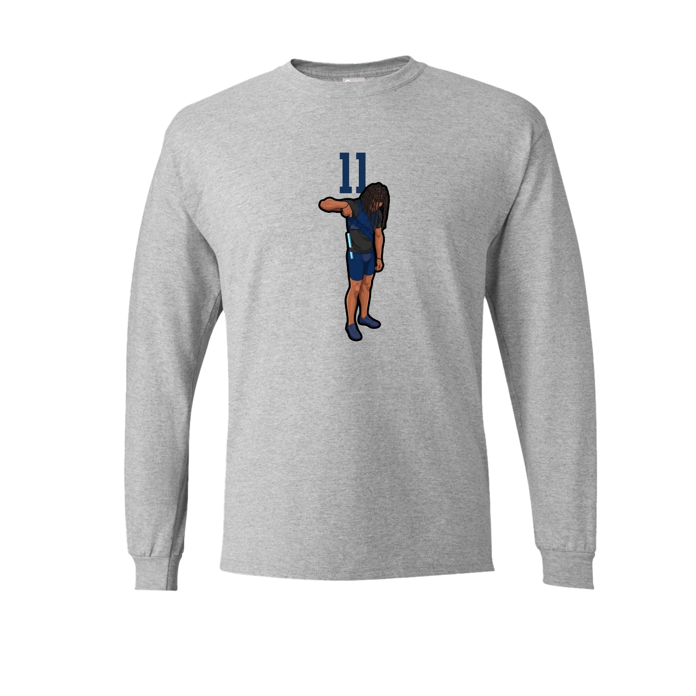 Long Sleeve Tee — Number Top in Grey