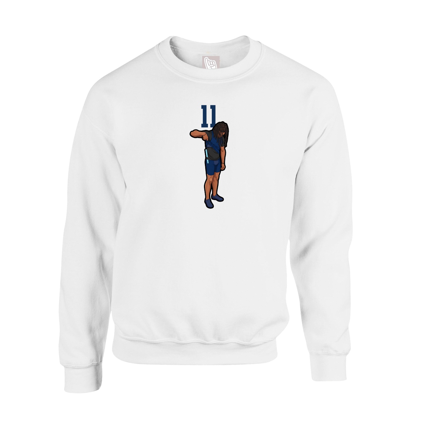 Fleece Crew — Number Top in White