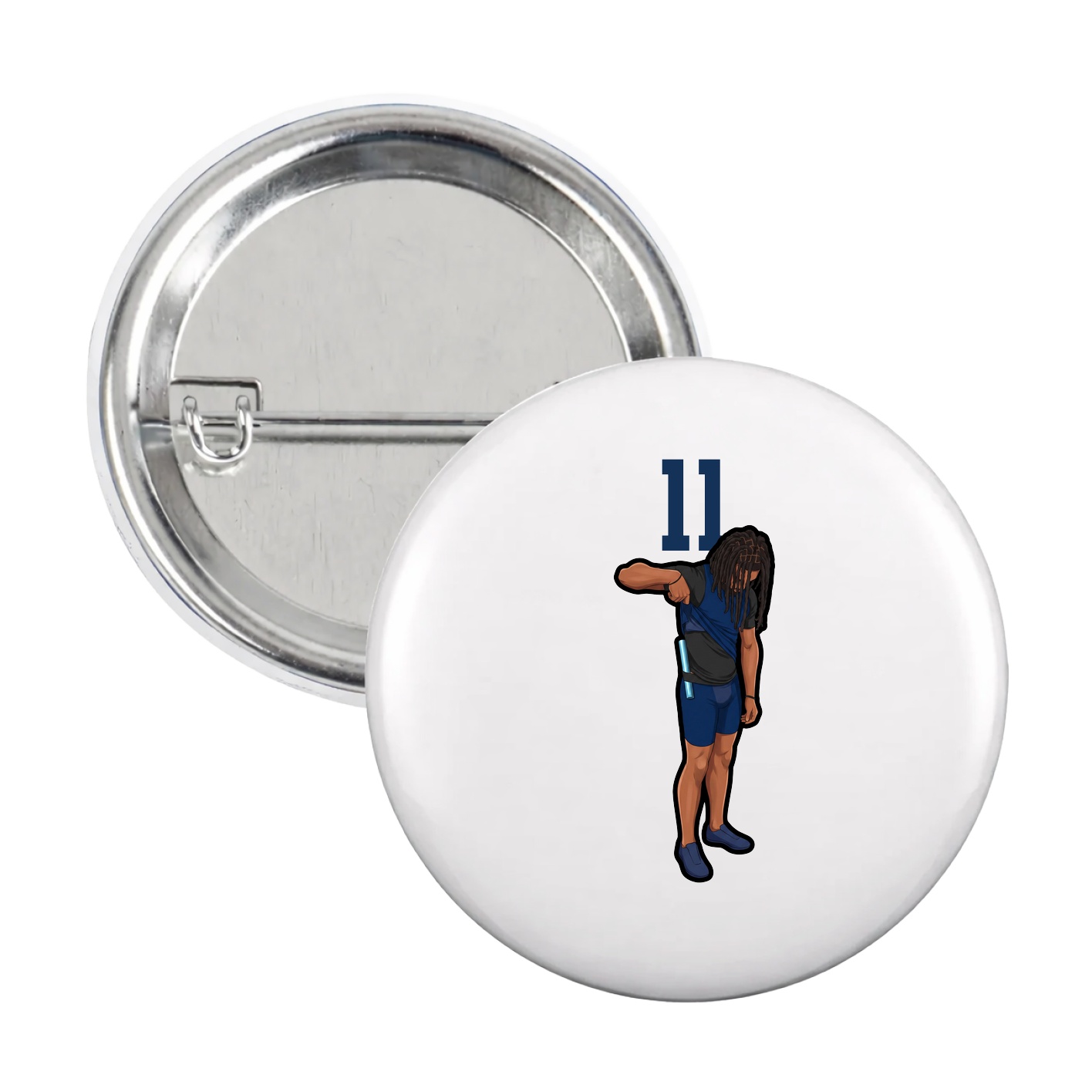 Game Day Button — Number Top in White