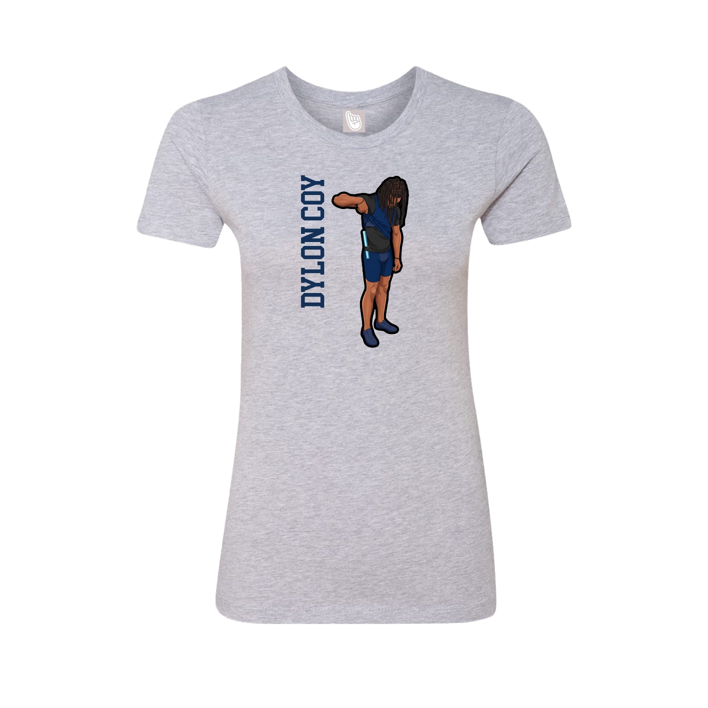 Fitted Women's Tee — Name Vertical in Grey