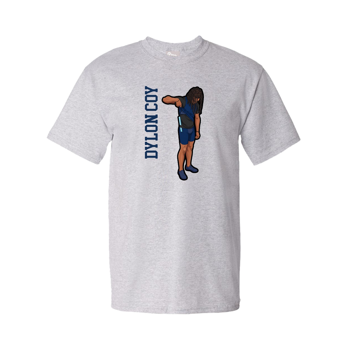 Youth Tee — Name Vertical in Grey