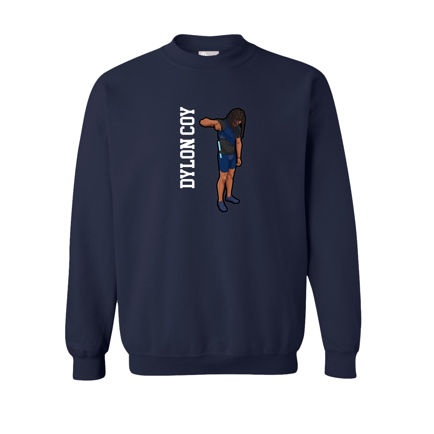 Fleece Crew — Name Vertical in Navy