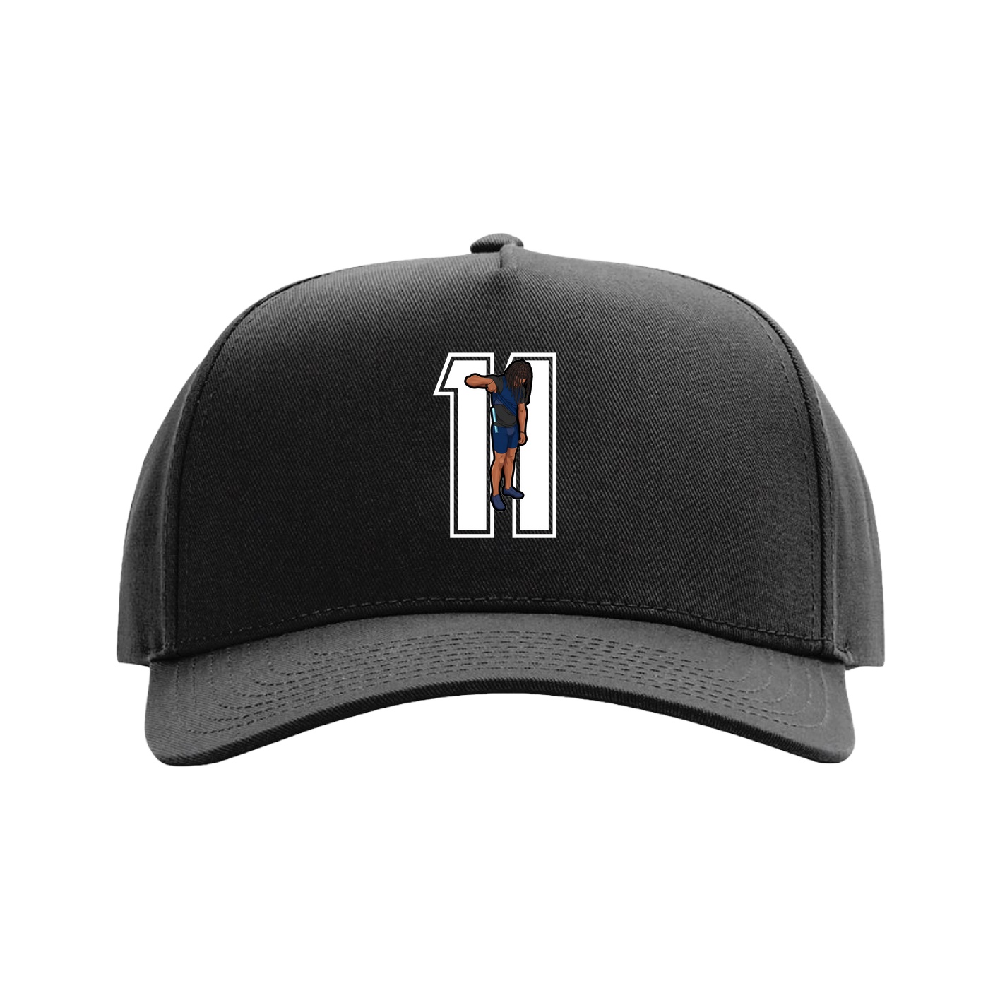 Full Fabric Five-Panel Champ Cap — Number in Black