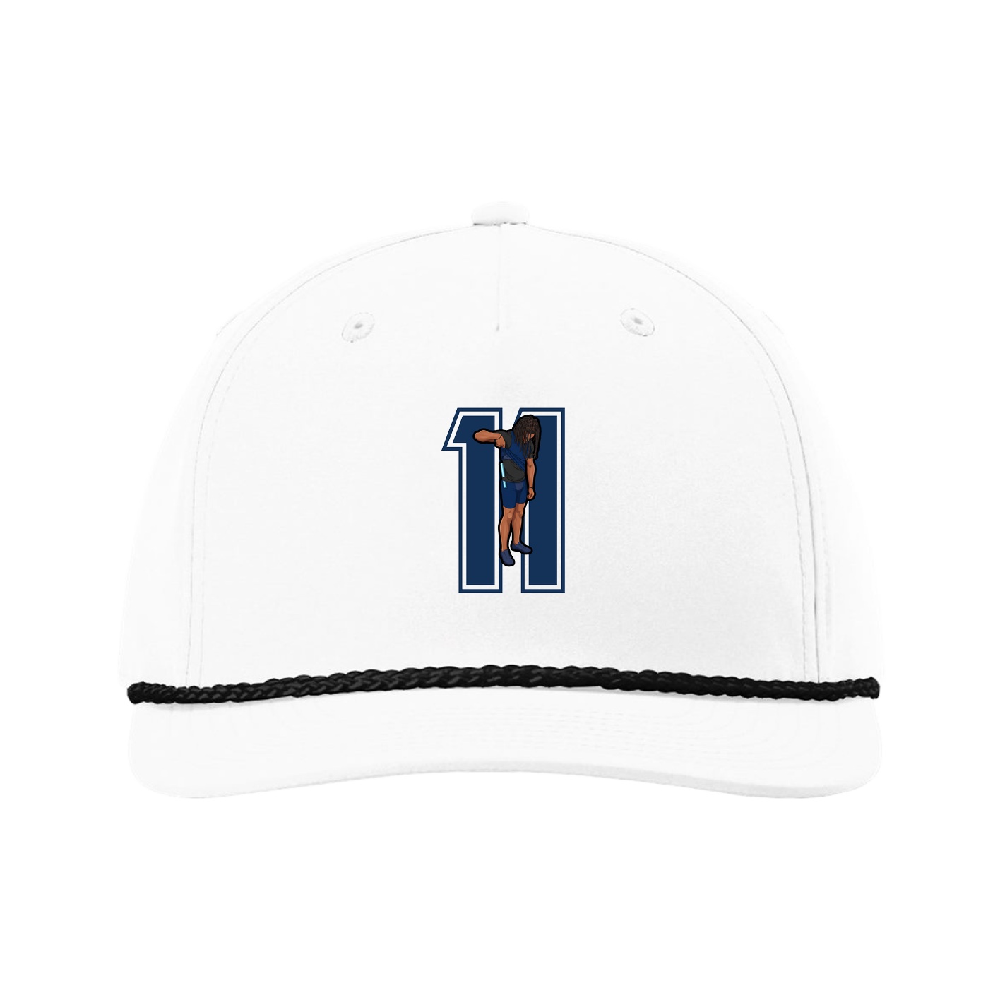 Five-Panel Classic Rope Cap — Number in White