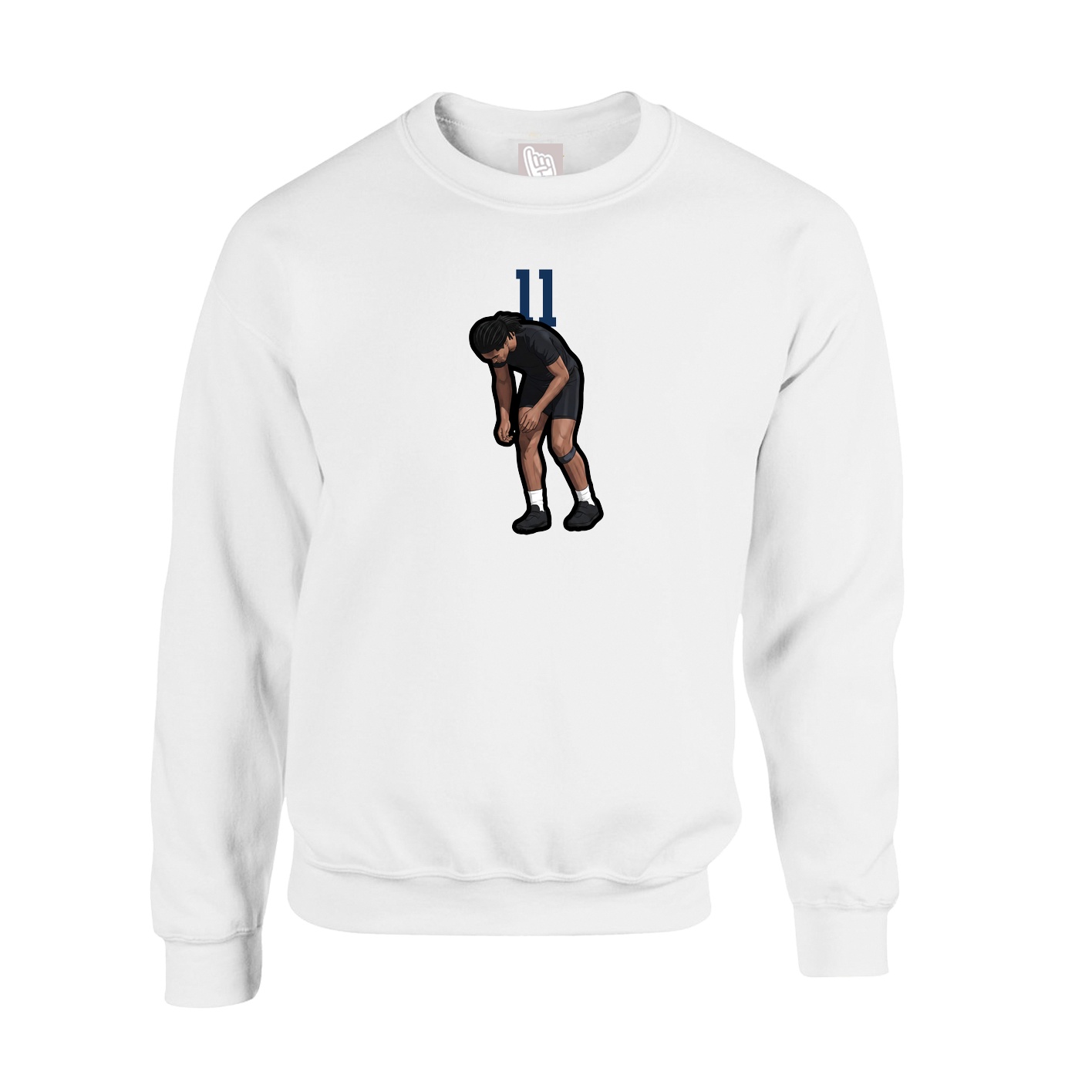 Fleece Crew — Number Top in White