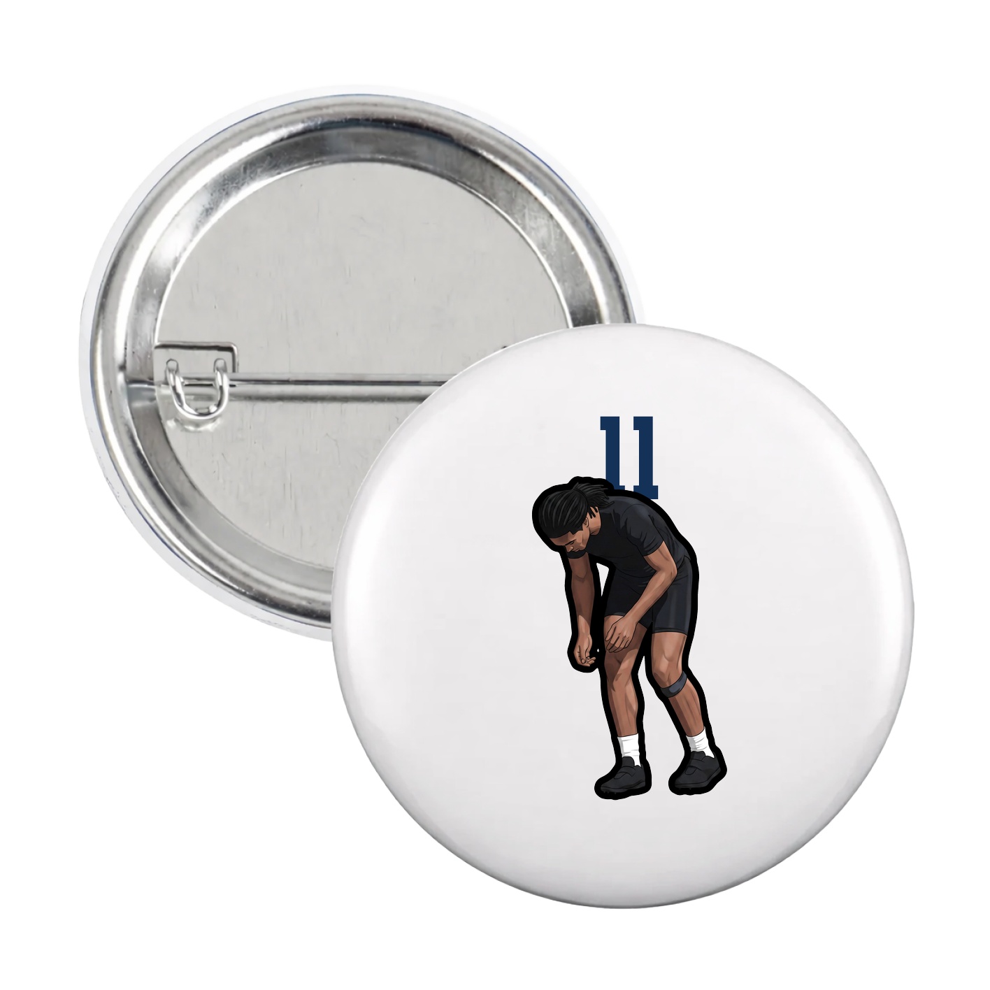 Game Day Button — Number Top in White