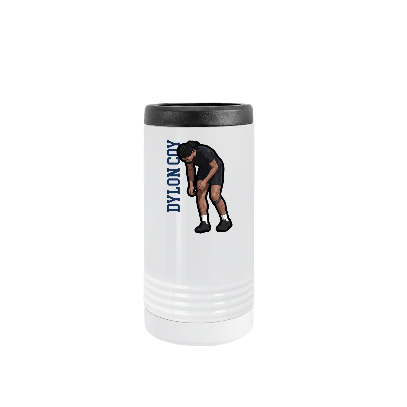 Slim Beverage Holder — Name Vertical in White