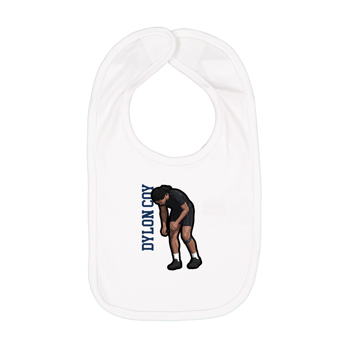 Infant Bib — Name Vertical in White