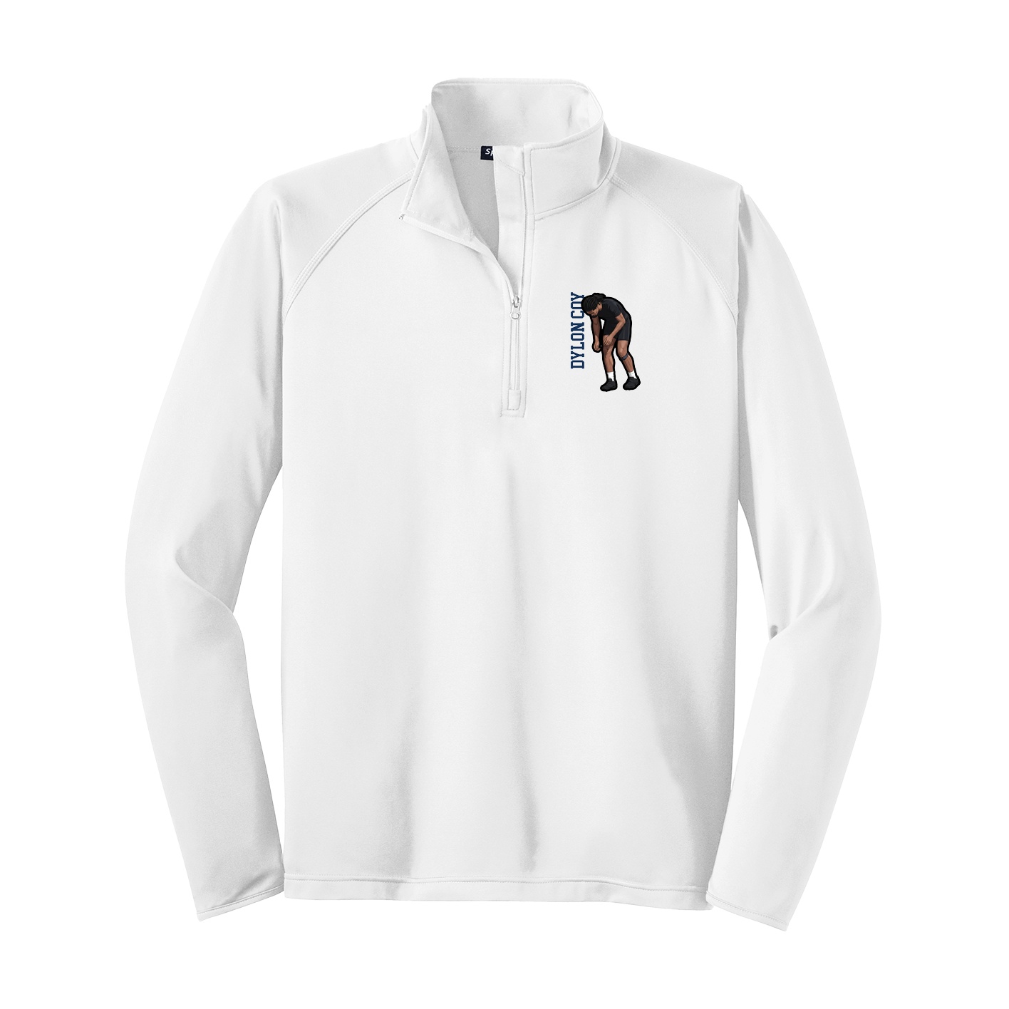 Q-Zip Pullover — Name Vertical in White