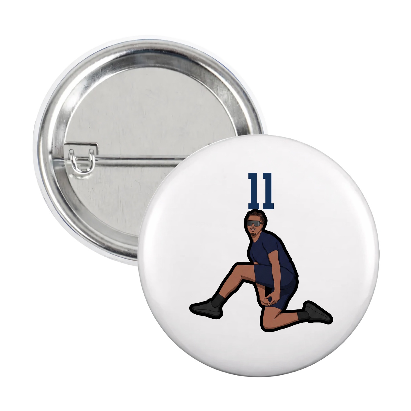 Game Day Button — Number Top in White