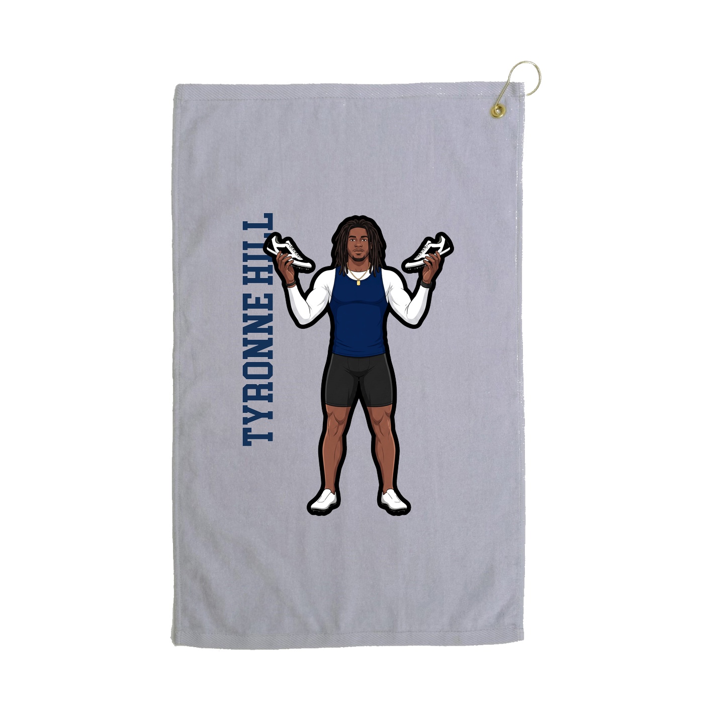 Golf Towel — Name Vertical in Grey