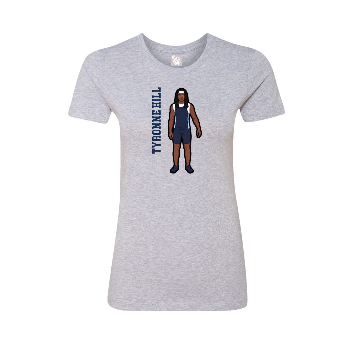 Fitted Women's Tee — Name Vertical in Grey