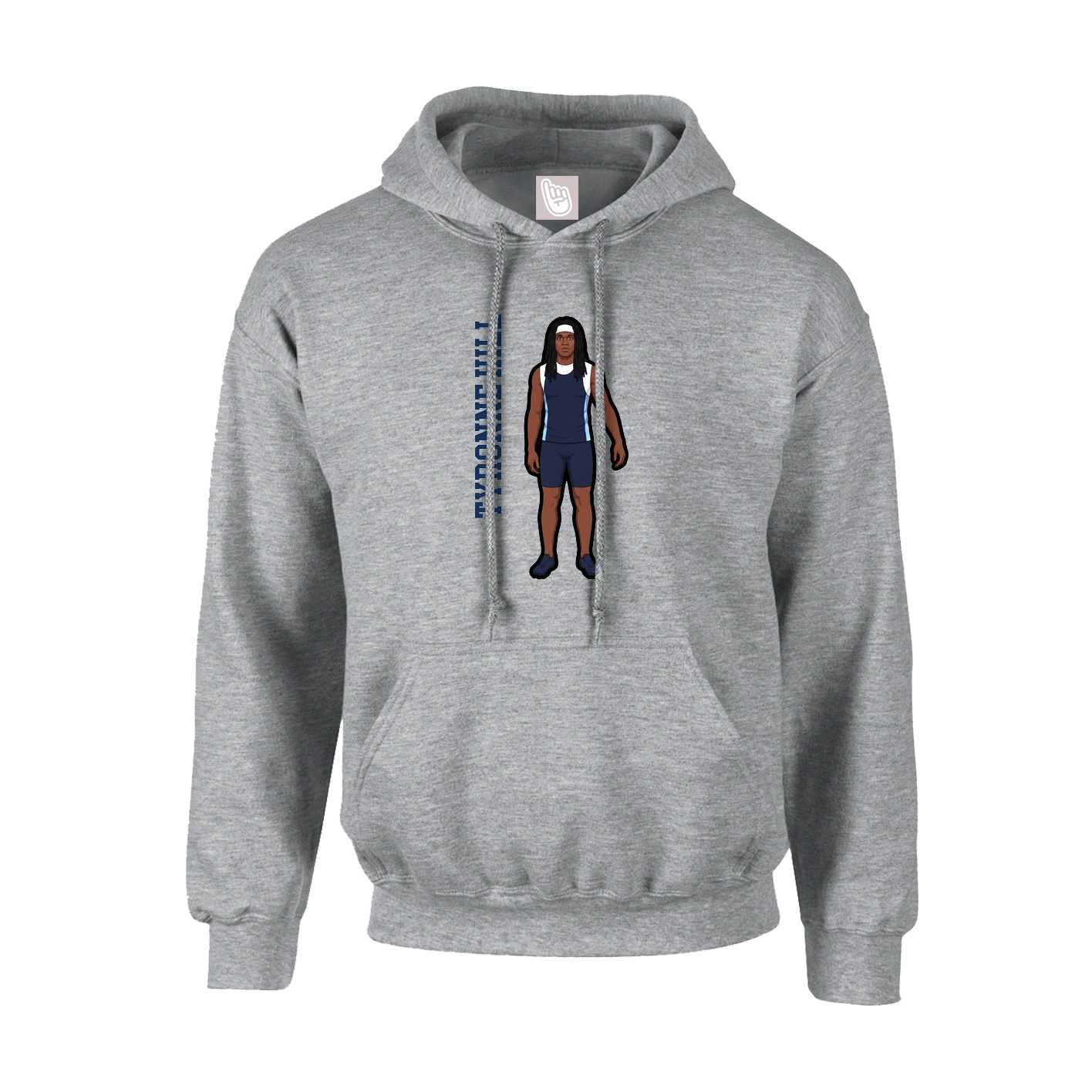 Hoodie — Name Vertical in Grey