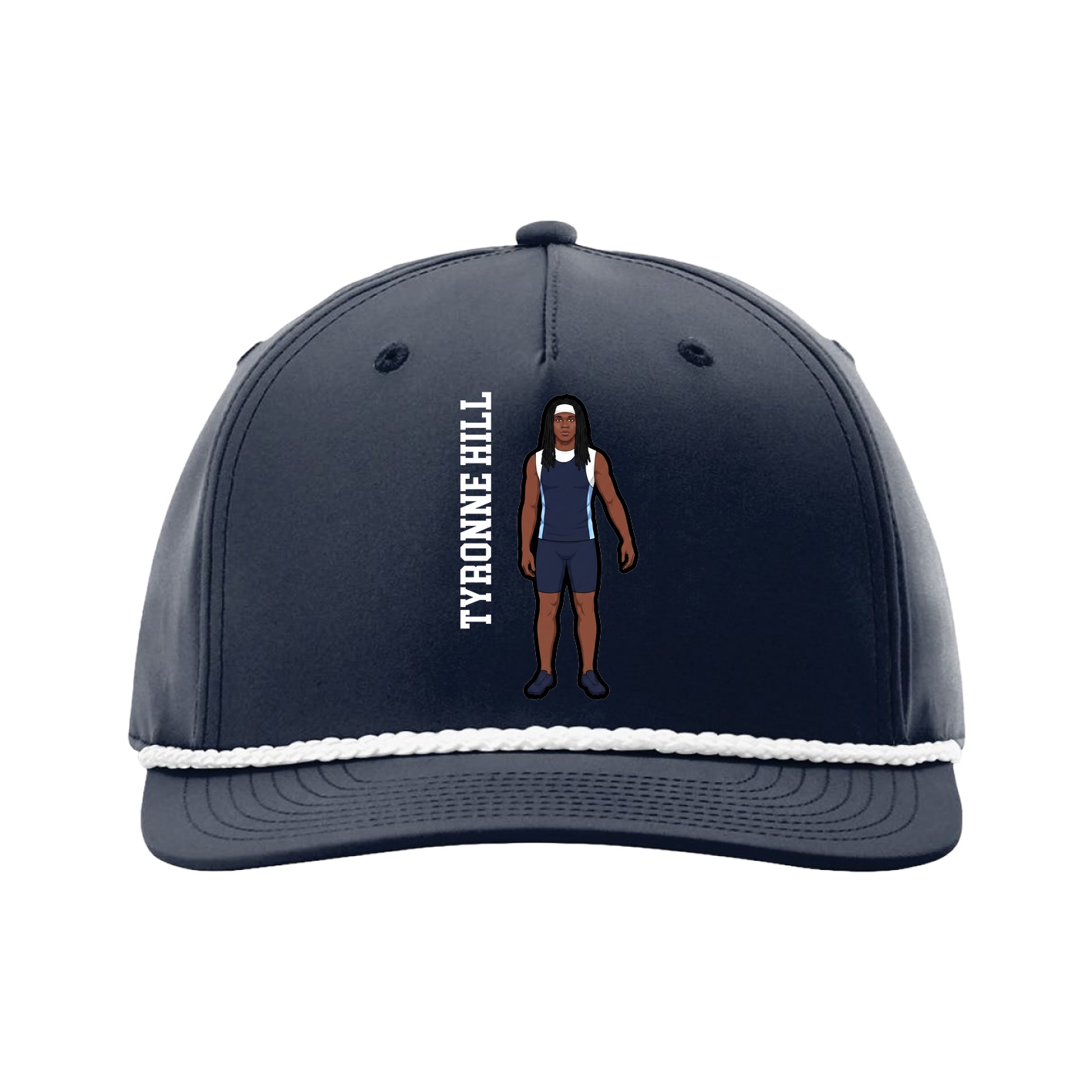 Five-Panel Classic Rope Cap — Name Vertical in Navy