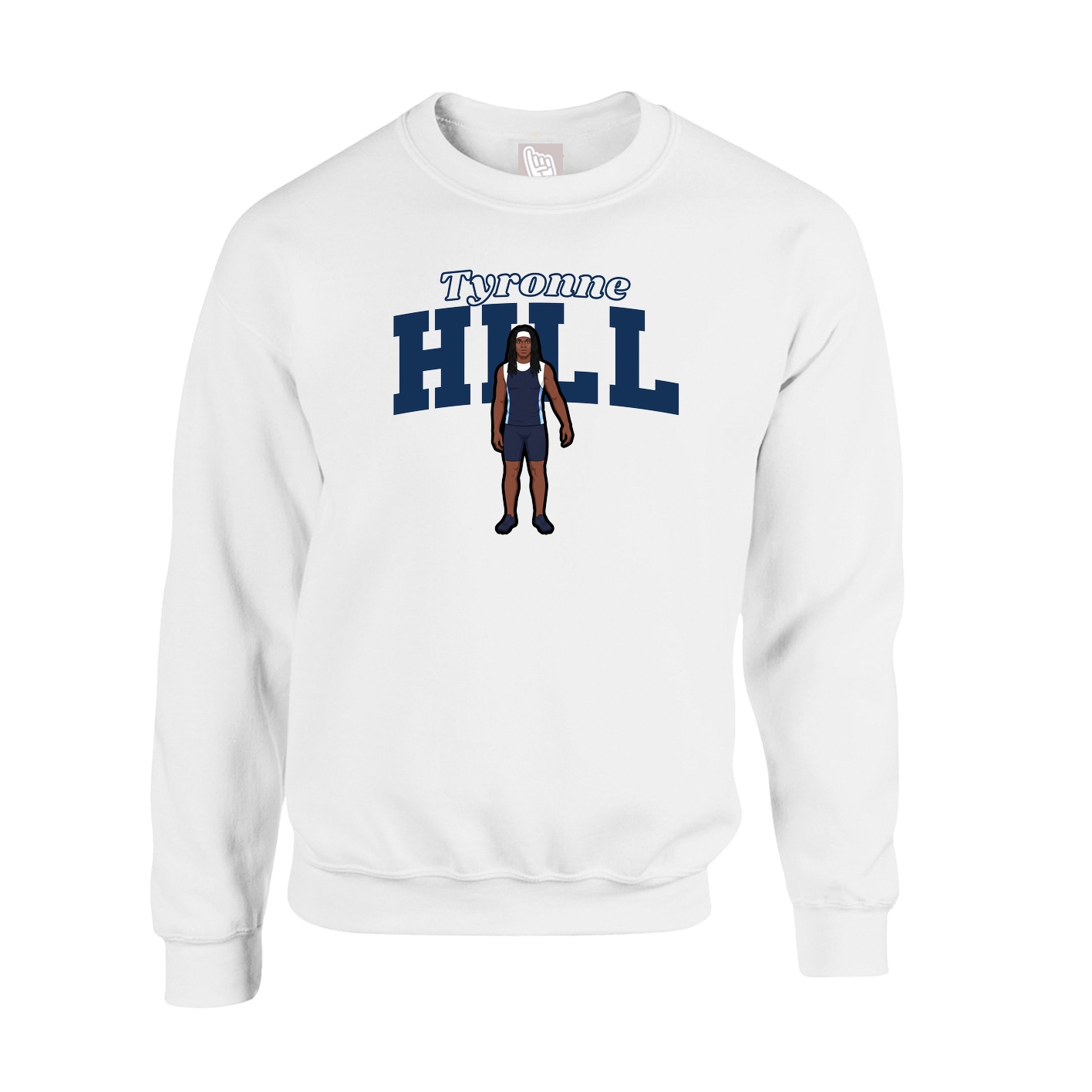 Fleece Crew — Name Arch in White
