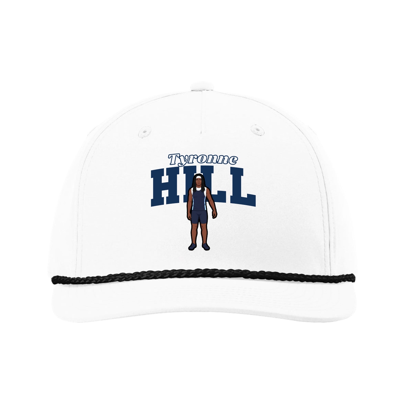 Five-Panel Classic Rope Cap — Name Arch in White