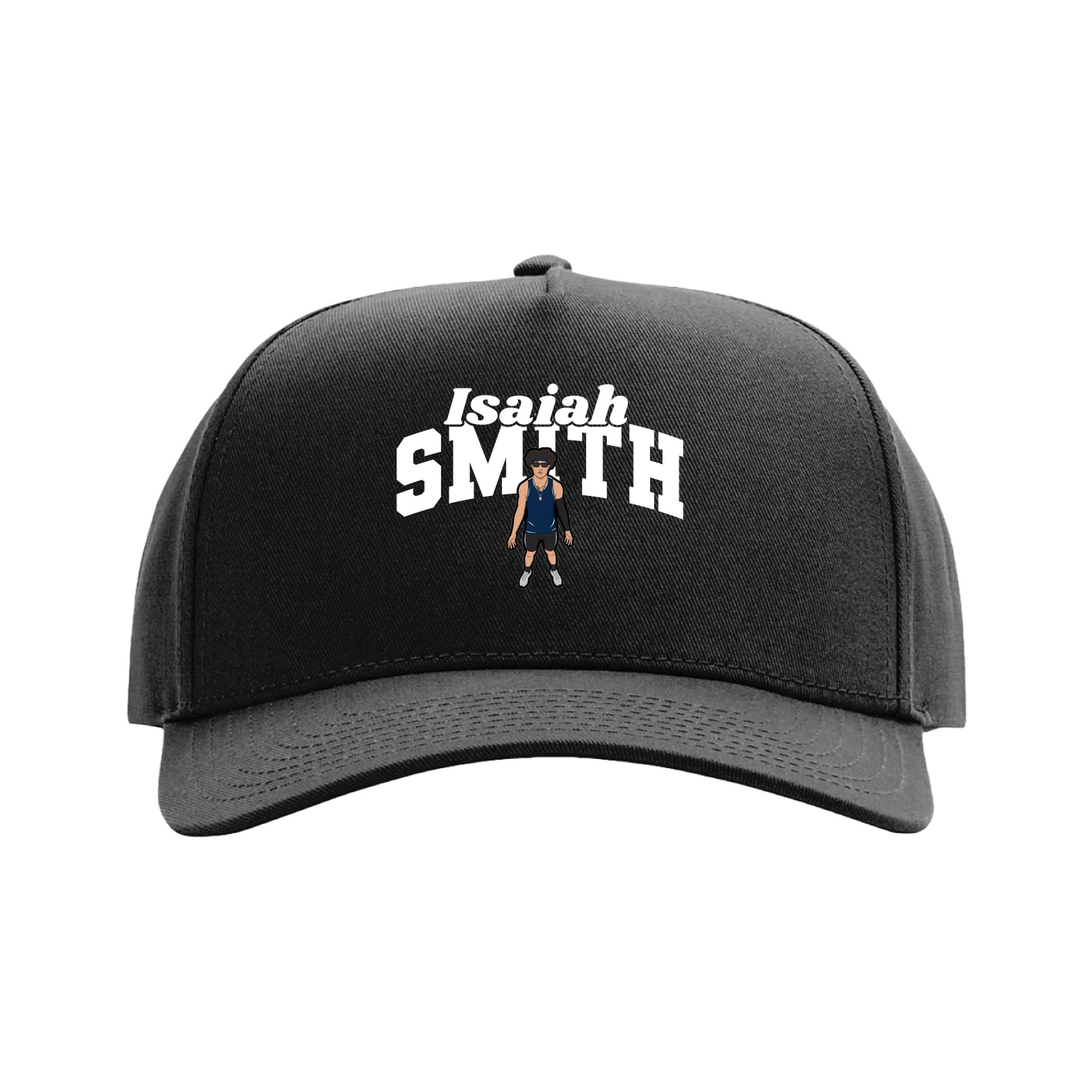 Full Fabric Five-Panel Champ Cap — Signature Arch in Black
