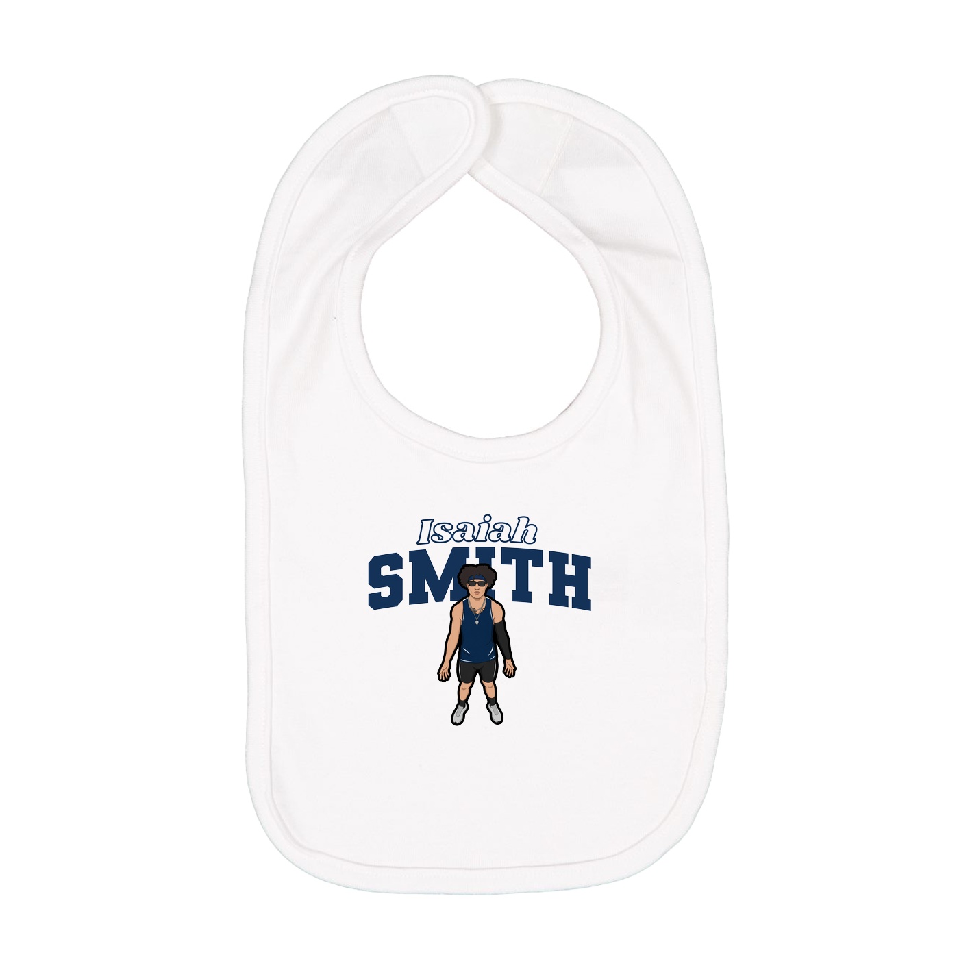 Infant Bib — Name Arch in White