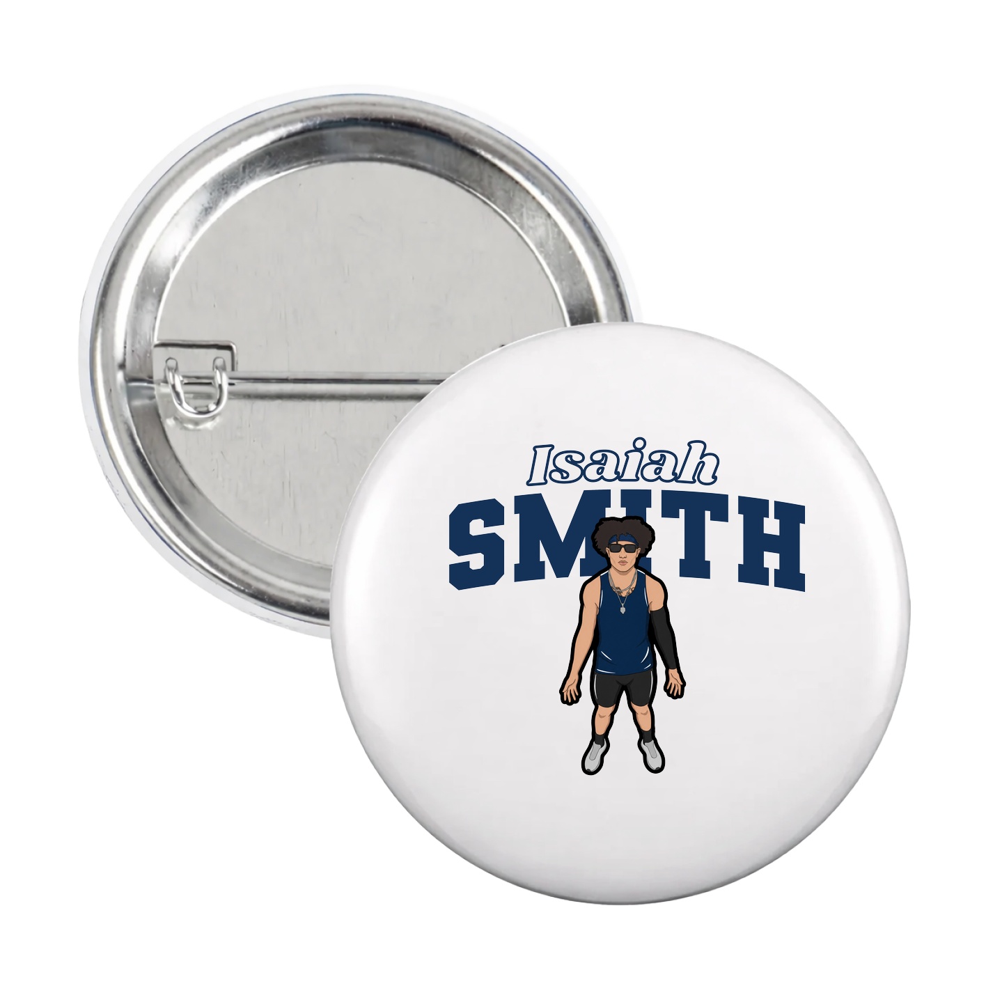 Game Day Button — Name Arch in White