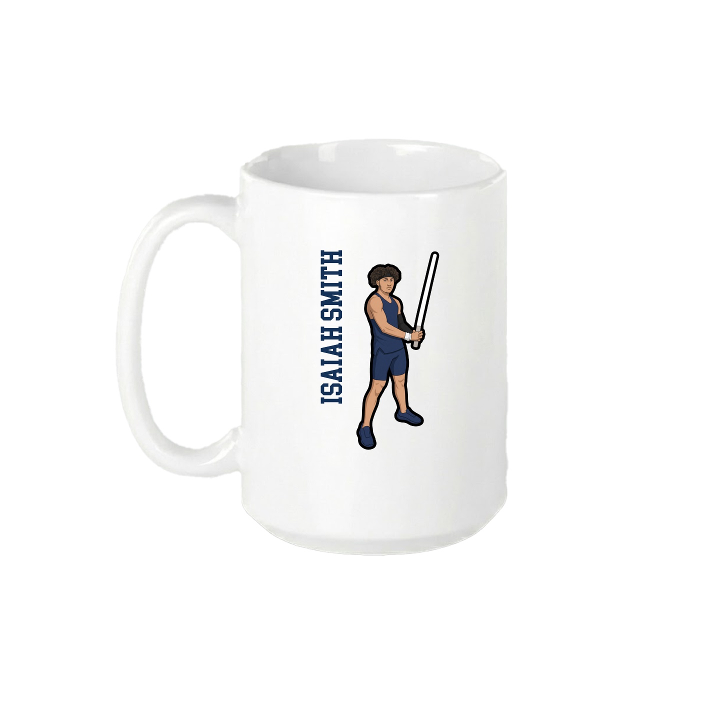 15oz Coffee Mug — Name Vertical in White
