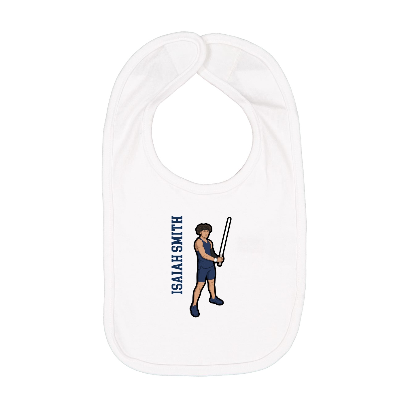 Infant Bib — Name Vertical in White