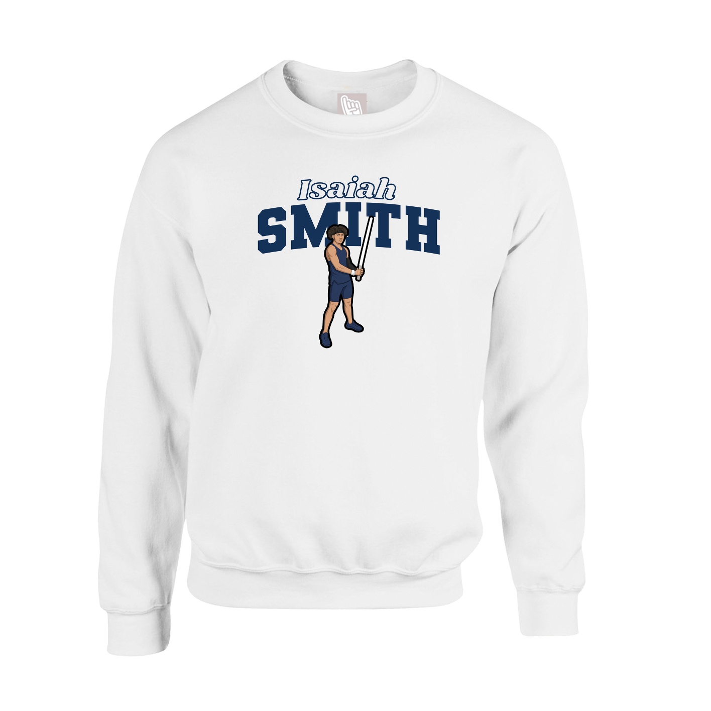 Fleece Crew — Name Arch in White