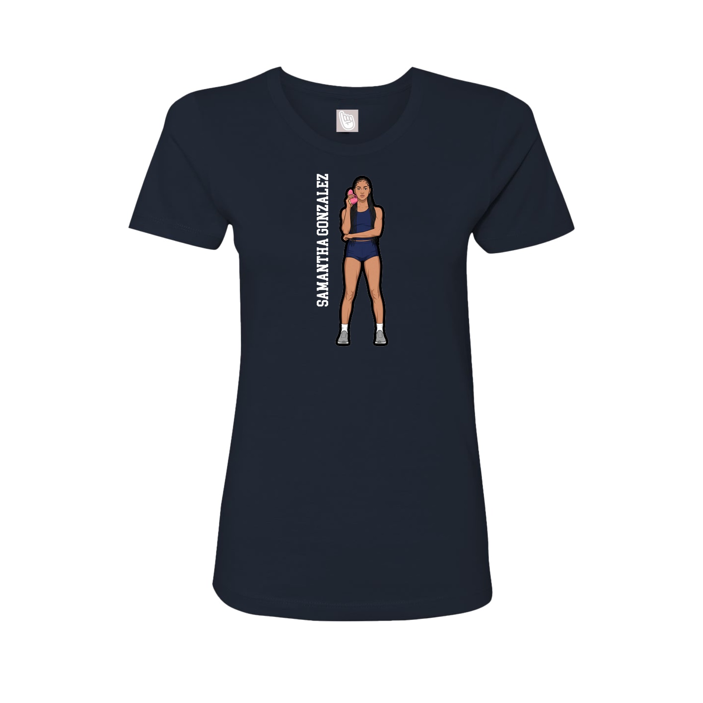 Womens Tee — Name Vertical in Navy