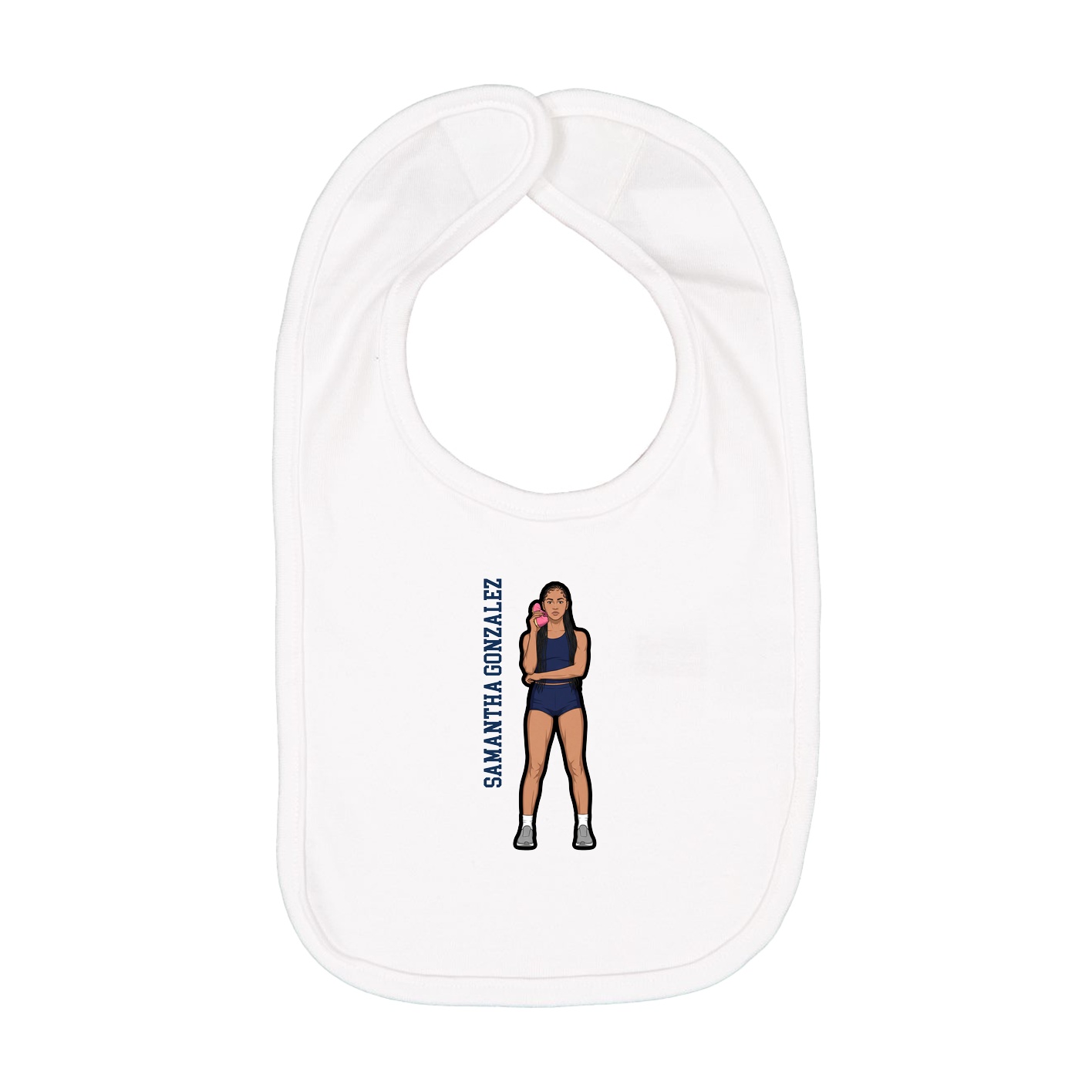 Infant Bib — Name Vertical in White