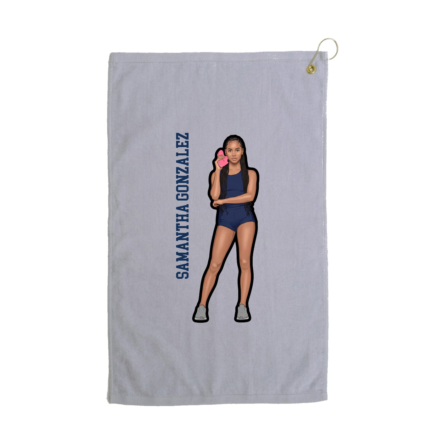 Golf Towel — Name Vertical in Grey