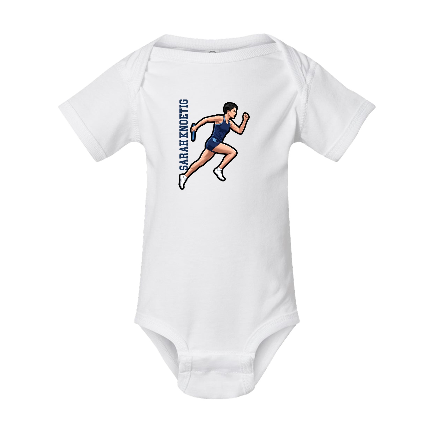 Baby Onesie — Name Vertical in White