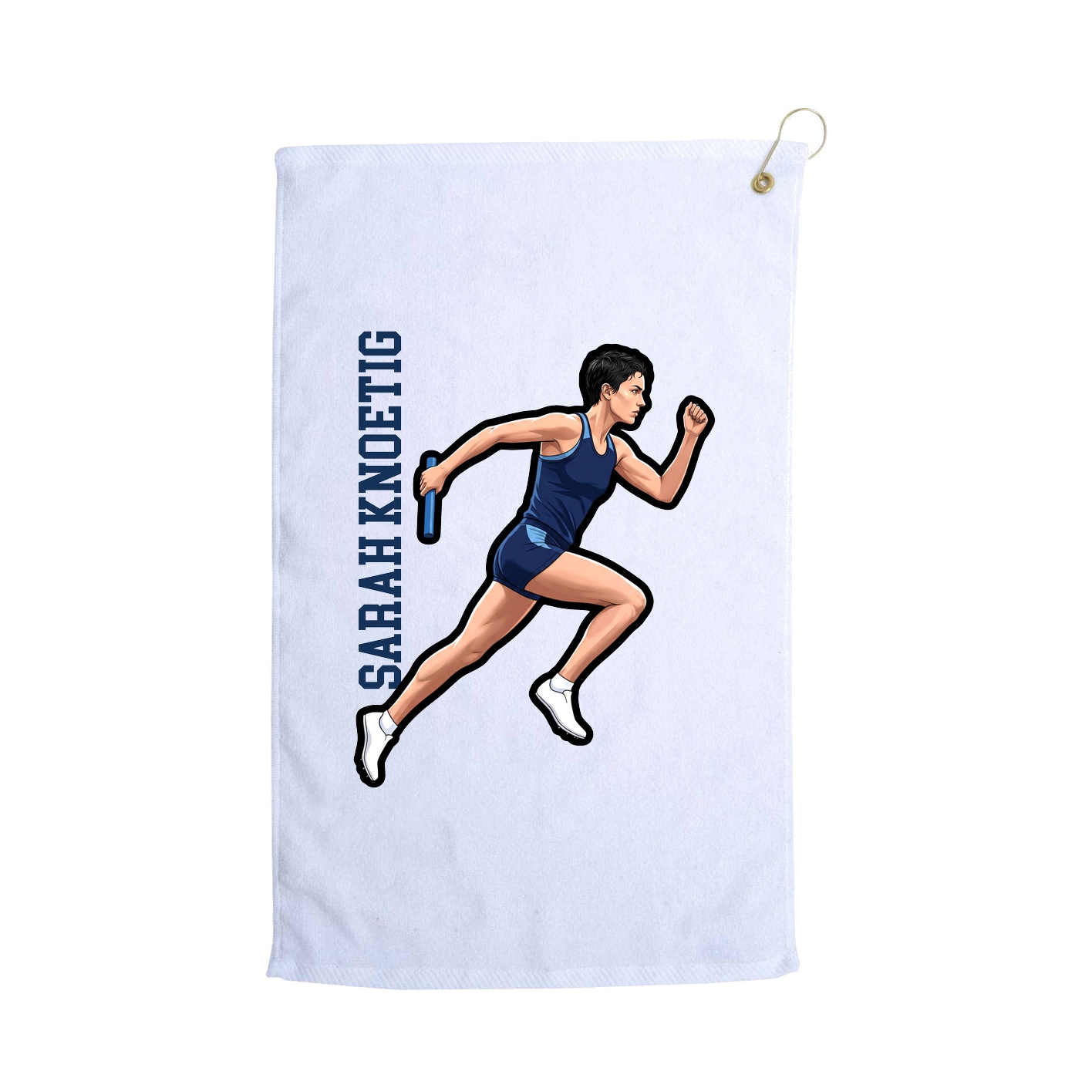 Golf Towel — Name Vertical in White