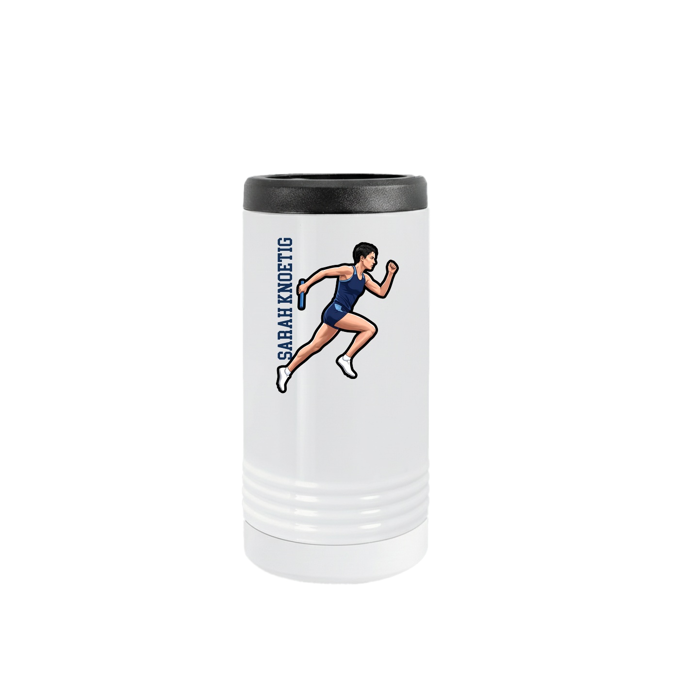 Slim Beverage Holder — Name Vertical in White