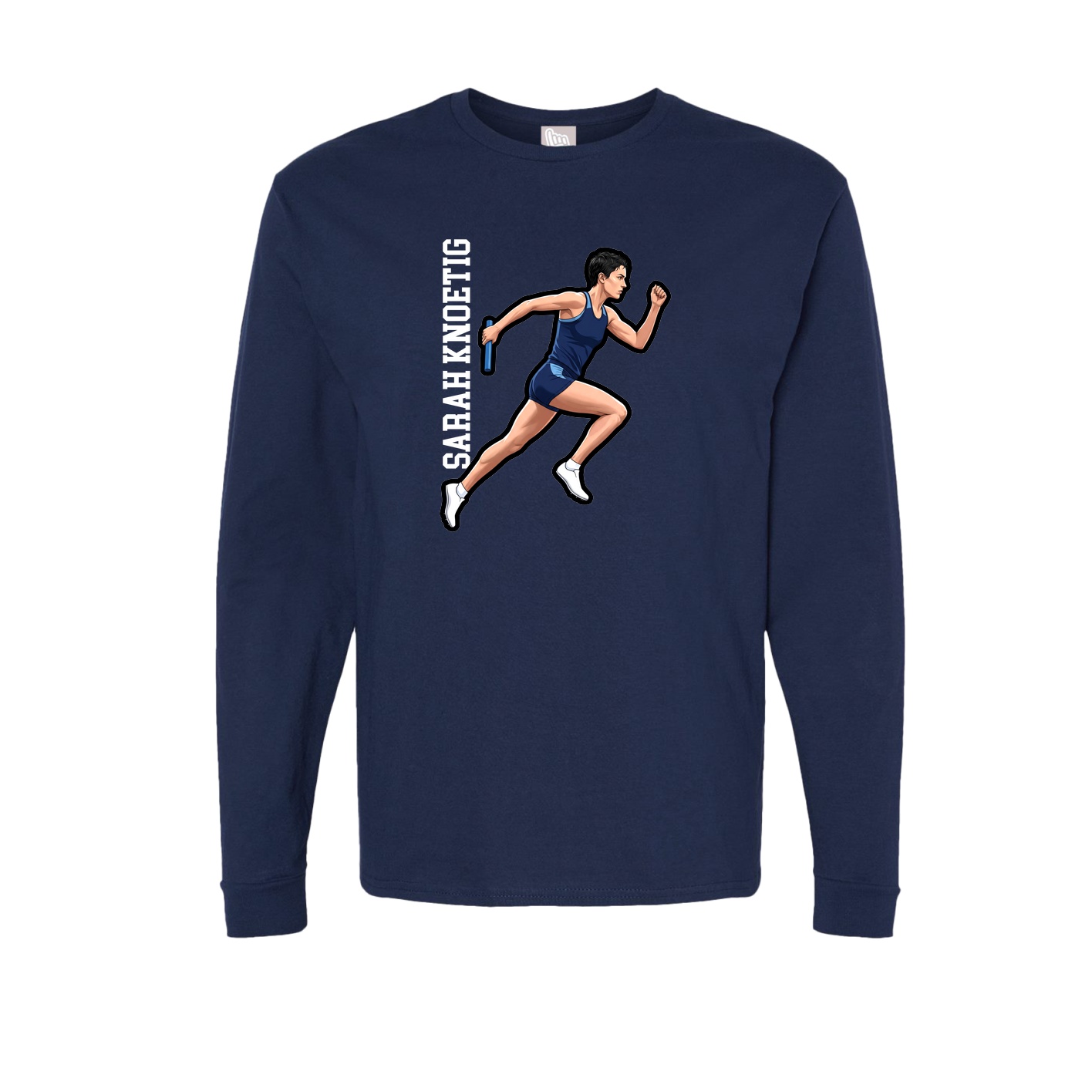 Long Sleeve Tee — Name Vertical in Navy
