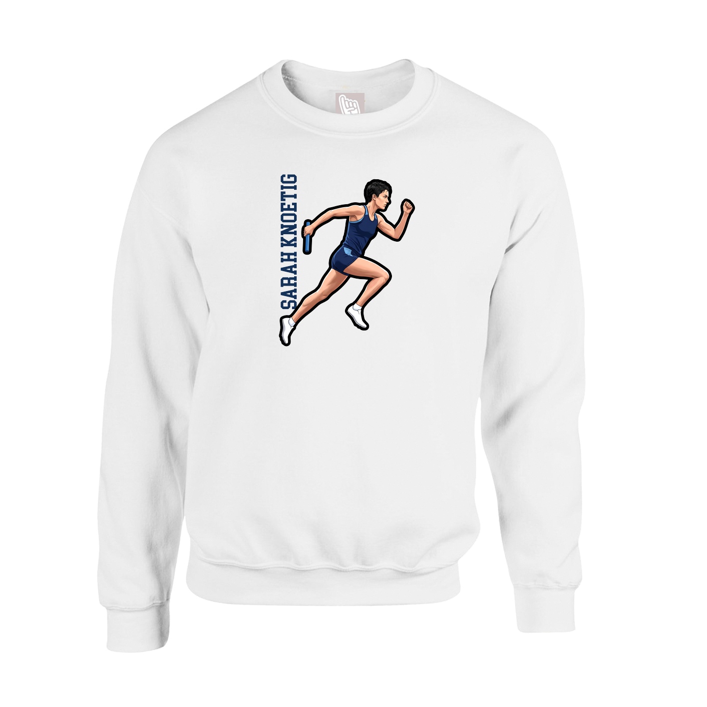 Fleece Crew — Name Vertical in White