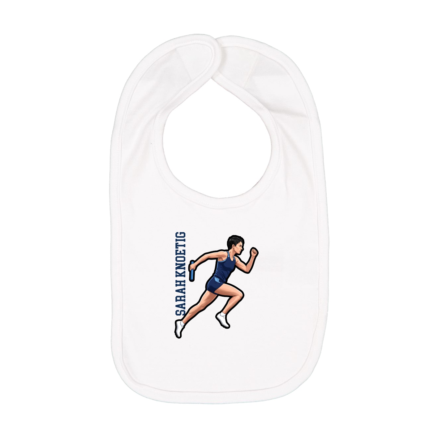 Infant Bib — Name Vertical in White