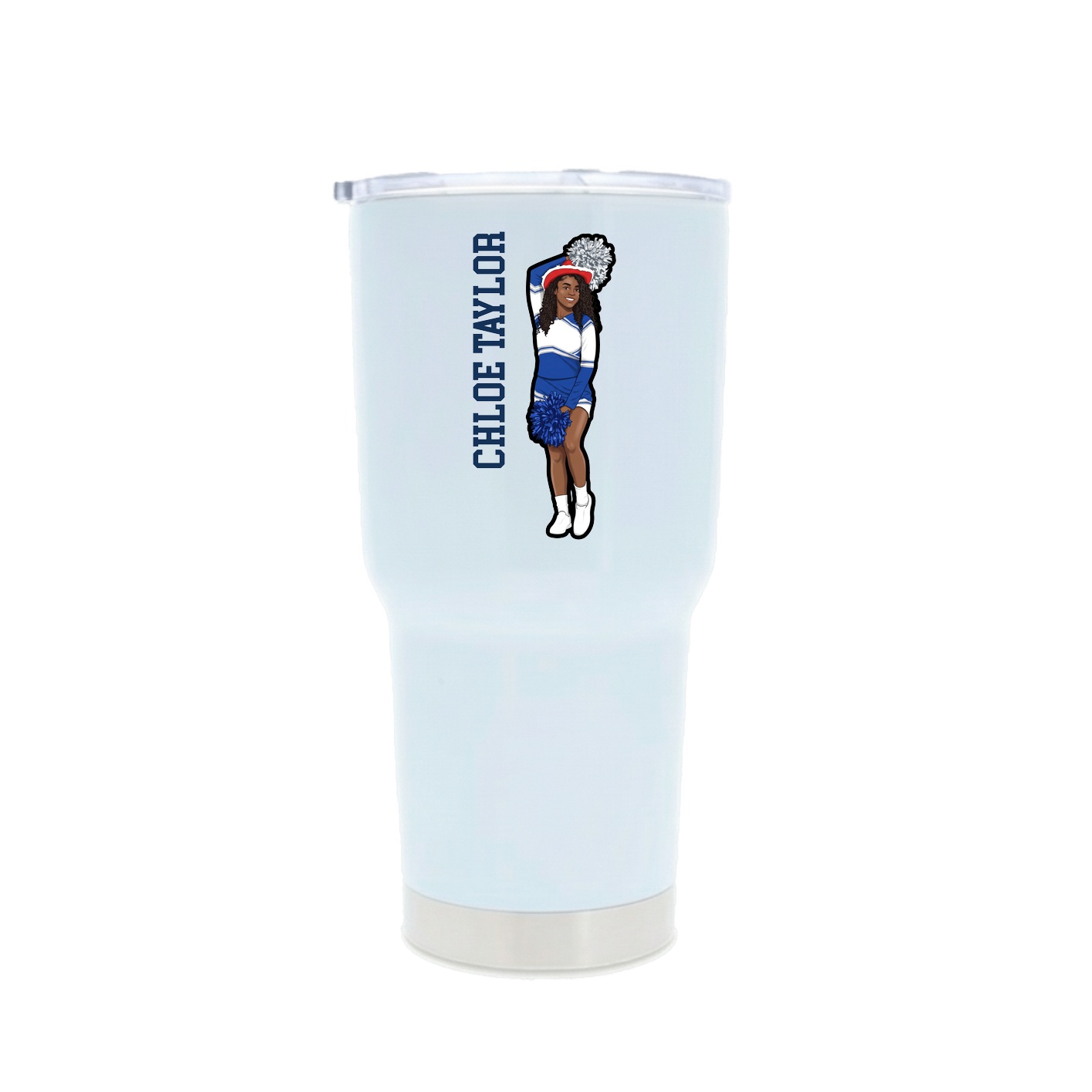 30oz Stainless Steel Tumbler — Name Vertical in White