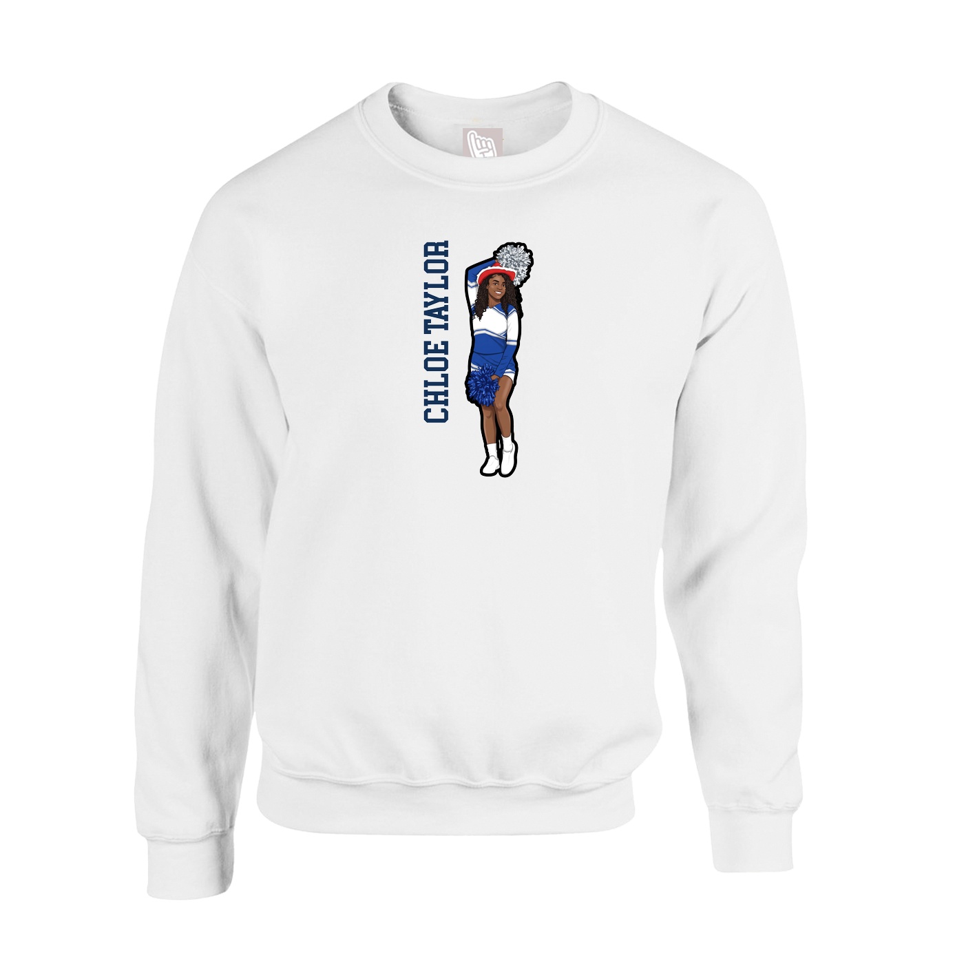 Fleece Crew — Name Vertical in White