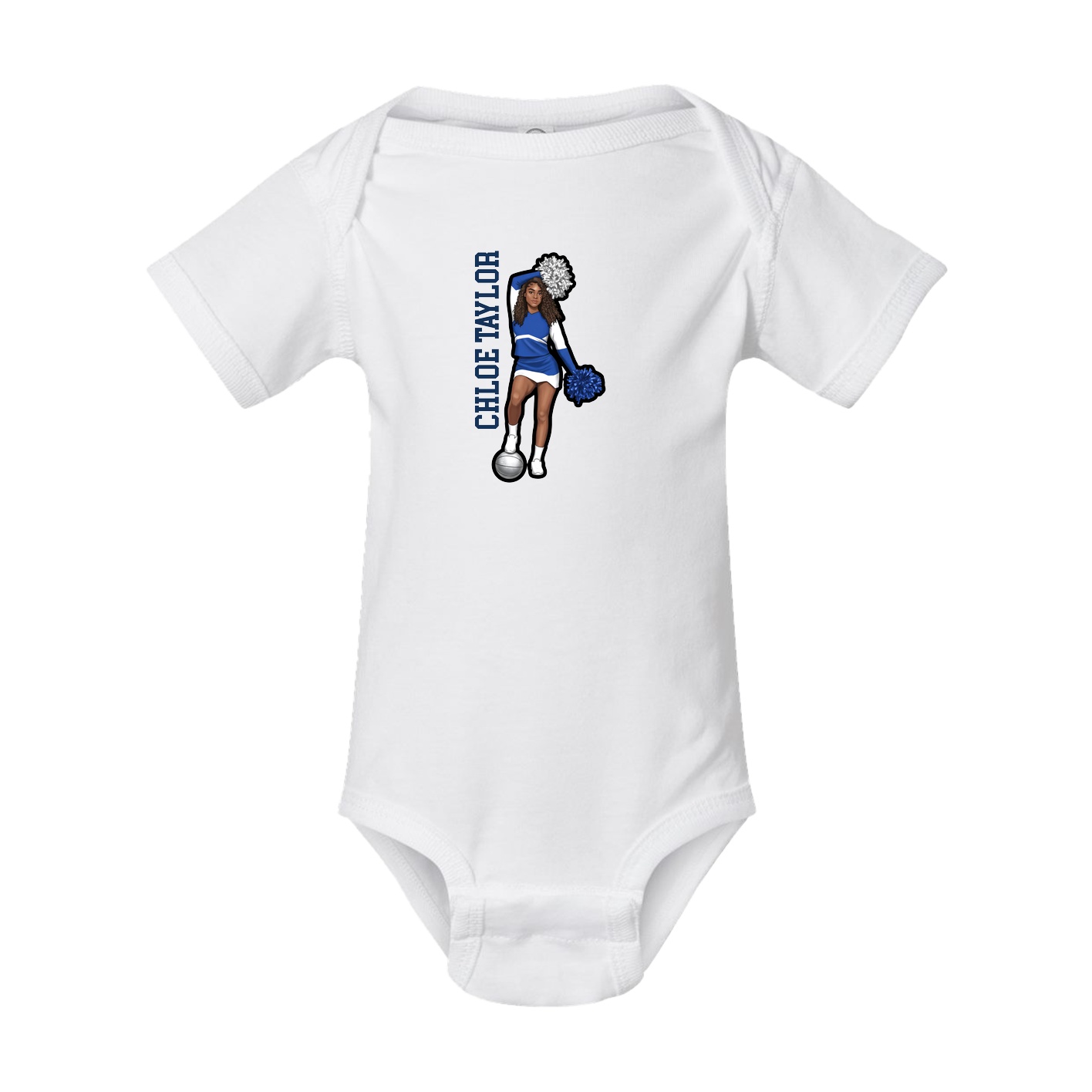 Baby Onesie — Name Vertical in White