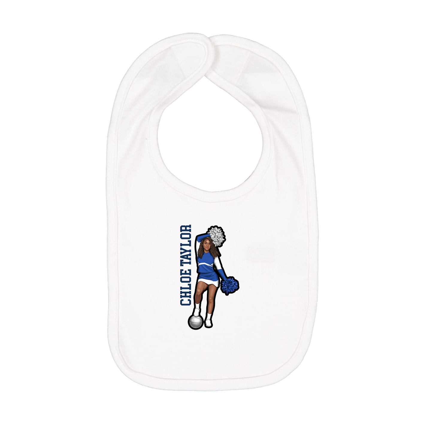 Infant Bib — Name Vertical in White