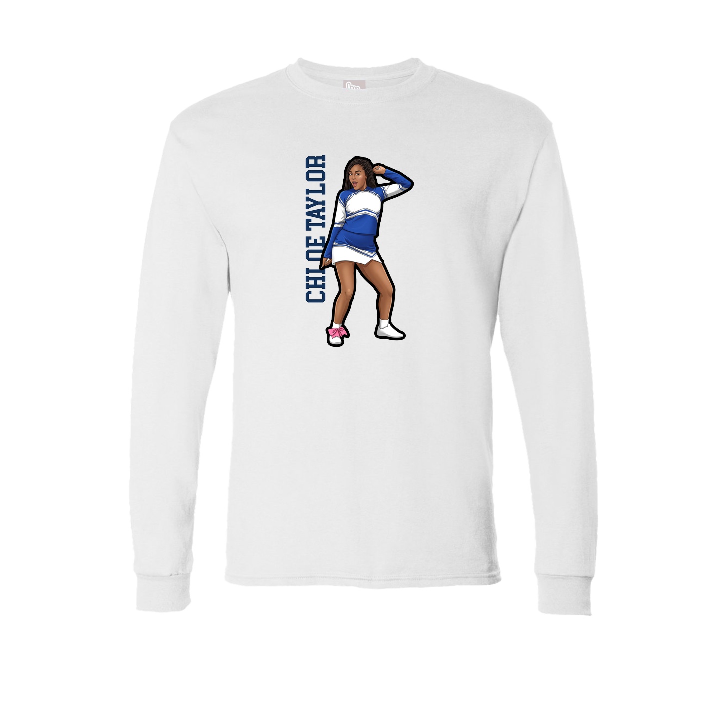 Long Sleeve Tee — Name Vertical in White