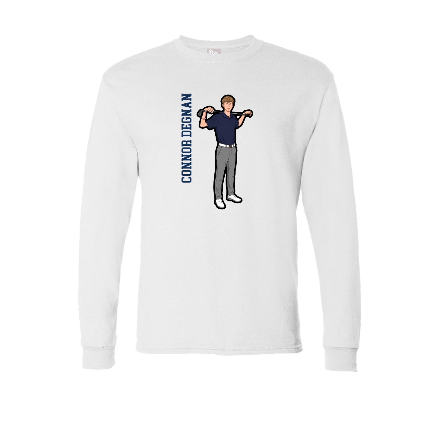Long Sleeve Tee — Name Vertical in White