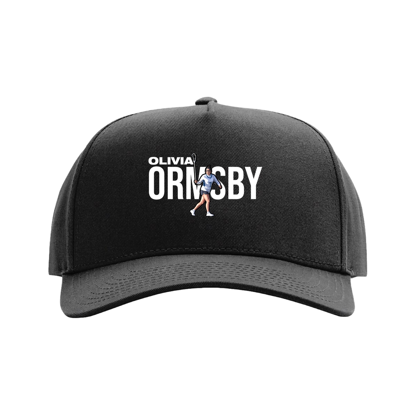 Full Fabric Five-Panel Champ Cap — Player Name in Black