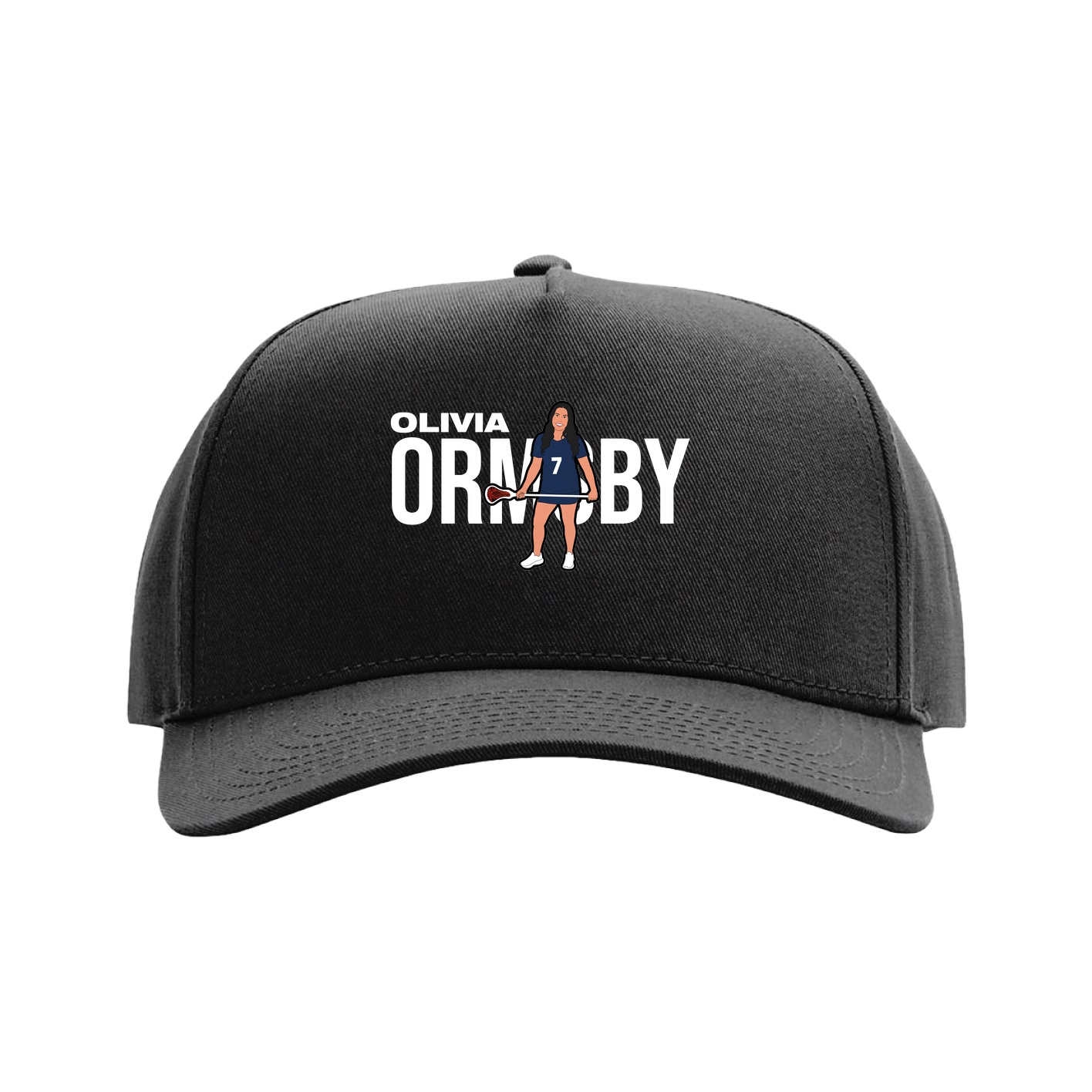 Full Fabric Five-Panel Champ Cap — Player Name in Black