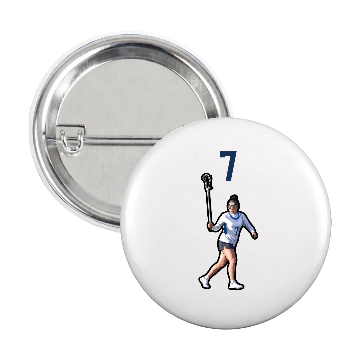 Game Day Button — Number Top in White