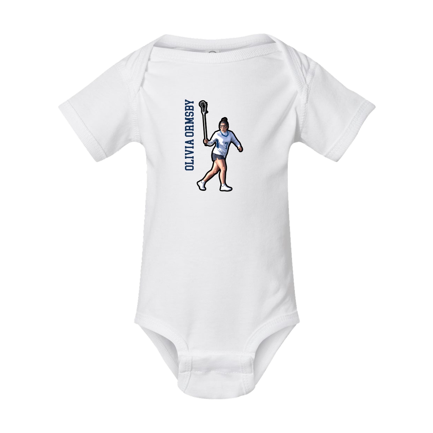 Baby Onesie — Name Vertical in White