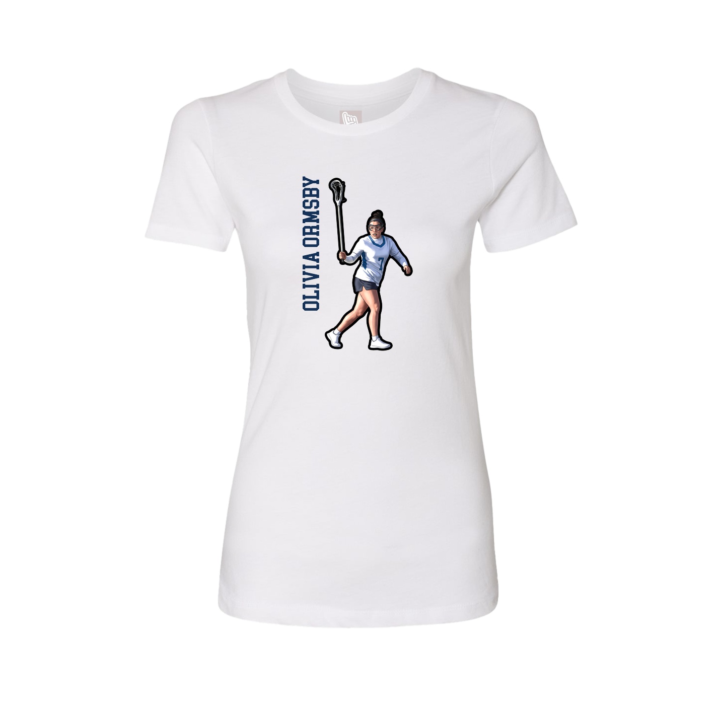 Fitted Women's Tee — Name Vertical in White