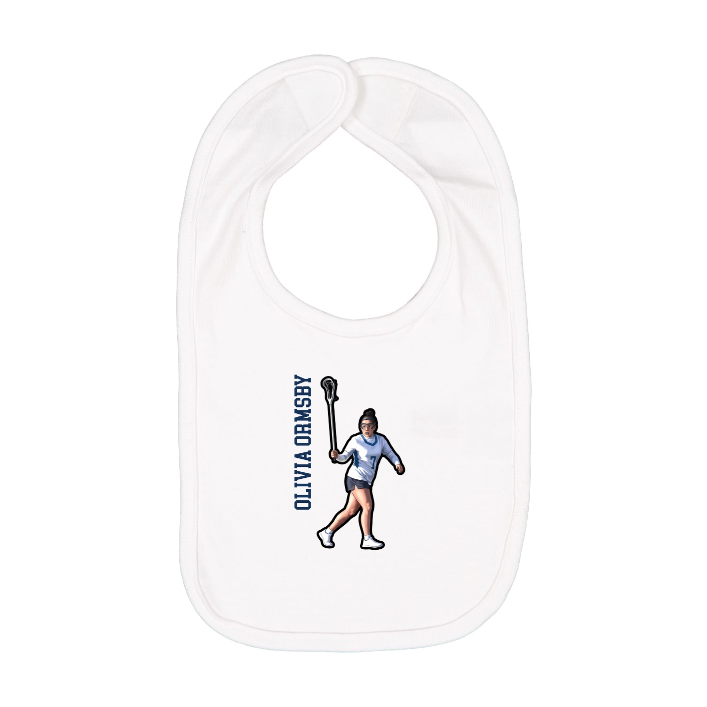 Infant Bib — Name Vertical in White