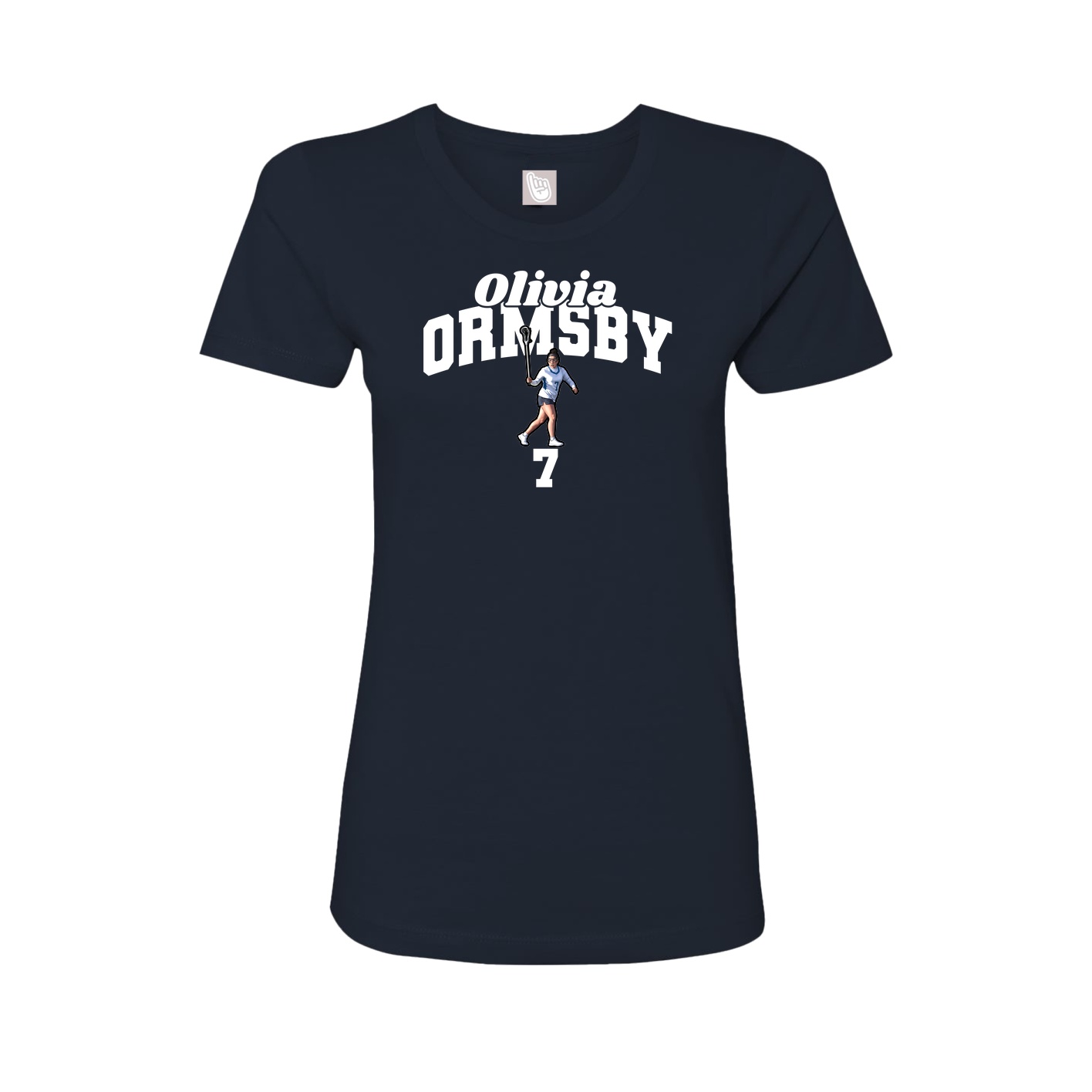 Fitted Women's Tee — Signature Arch in Navy